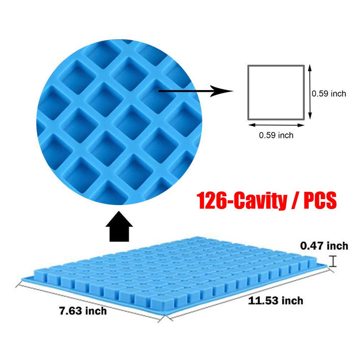 126-Cavity Square Silicone Candy Molds - Mini Silicone Molds for Hard  Candy, Chocolate,Ice Cubes (Blue)