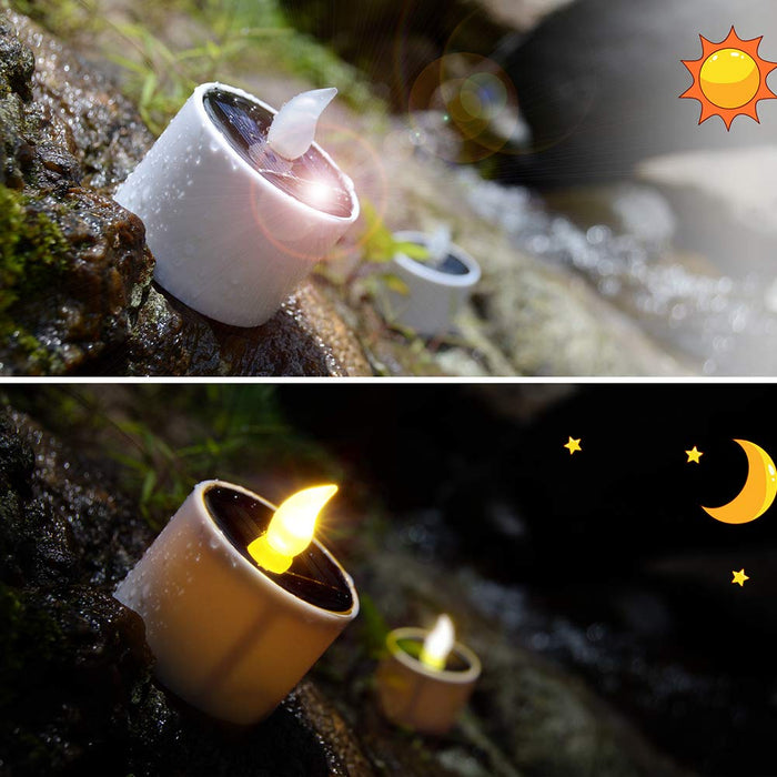 6Pcs Solar Tea Light Outdoor Candle Flameless IP65 Waterproof LED