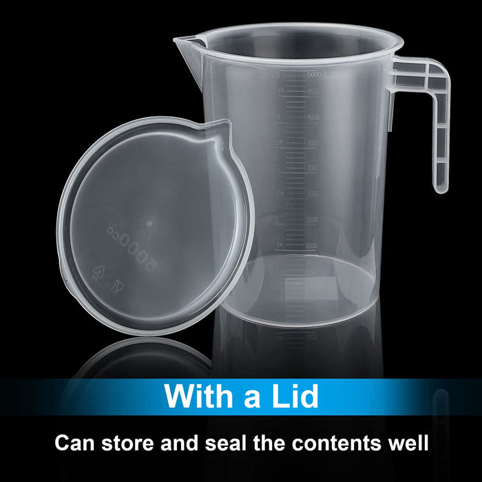 Plastic Pour Spout Measuring Cup Water Pitcher Jug+Lid w/Handle Container  Grips