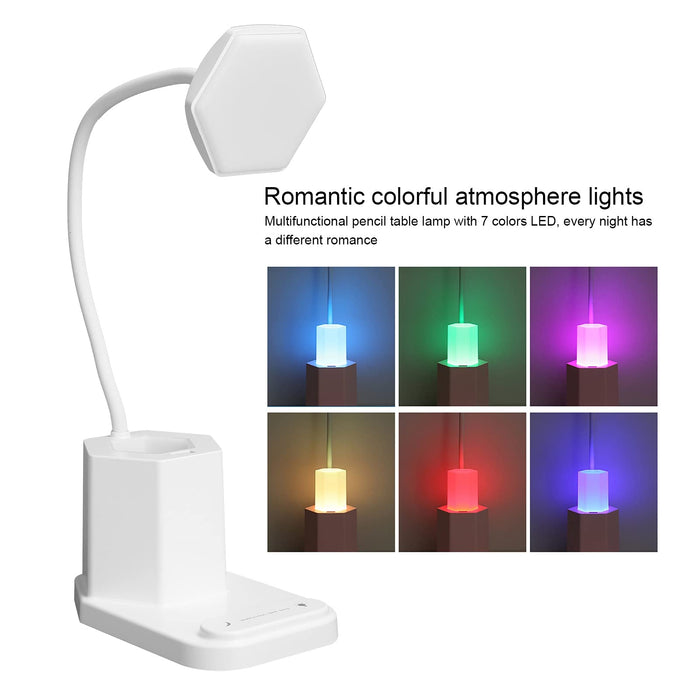 01 02 015 Eye-Caring Study Table Lamp, Desktop Eye Protection Lamp 2 Color Temperatures Multifunctional White for Bedroom for Dorm for Living Room for Office