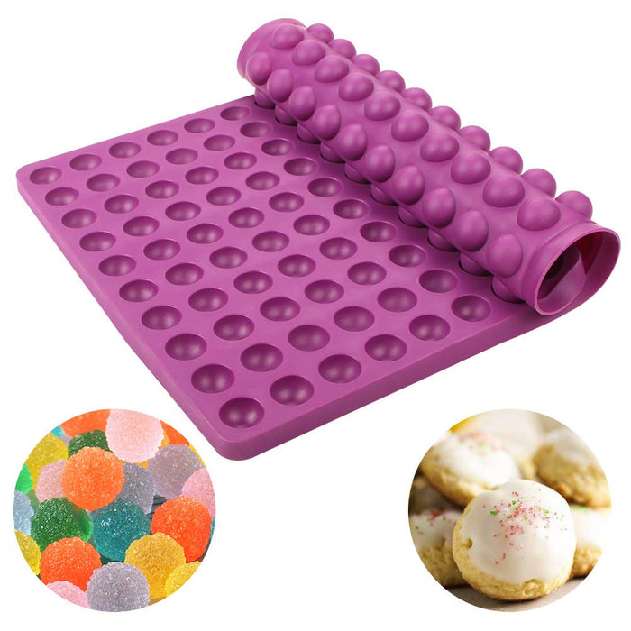 Webake Mini Round Silicone Molds, Semi Sphere Gummy Candy Molds, Baking Mat Cooking Sheet For Pets, Dog Treat Pan, Baking Mold Small Dot Cake Decoration, 140 Cavity (Purple-0.8 Inch)
