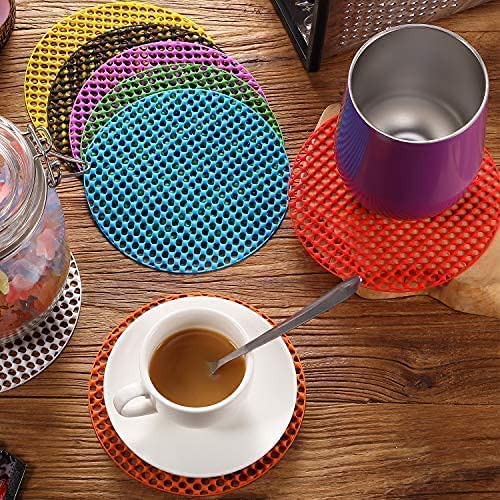 6 Pieces Rubber Jar Gripper Pads Round Kitchen Coasters Multi-Purpose Bottle Lid Openers, Multicoloured