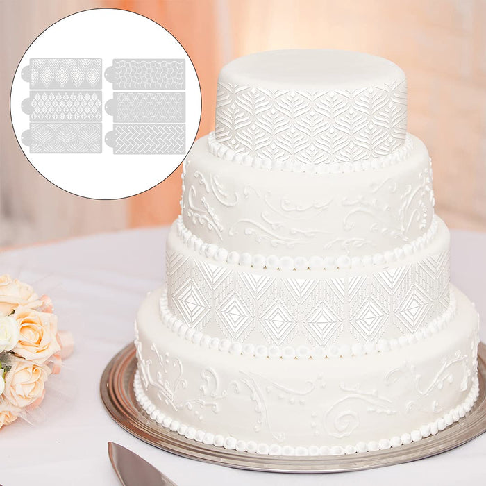 6Pcs Cake Stencil Template Lavender Grass Geometric Wedding Cake Decorating  Tools Fondant Cookie Buttercream Stencil Drawing Pattern Mold