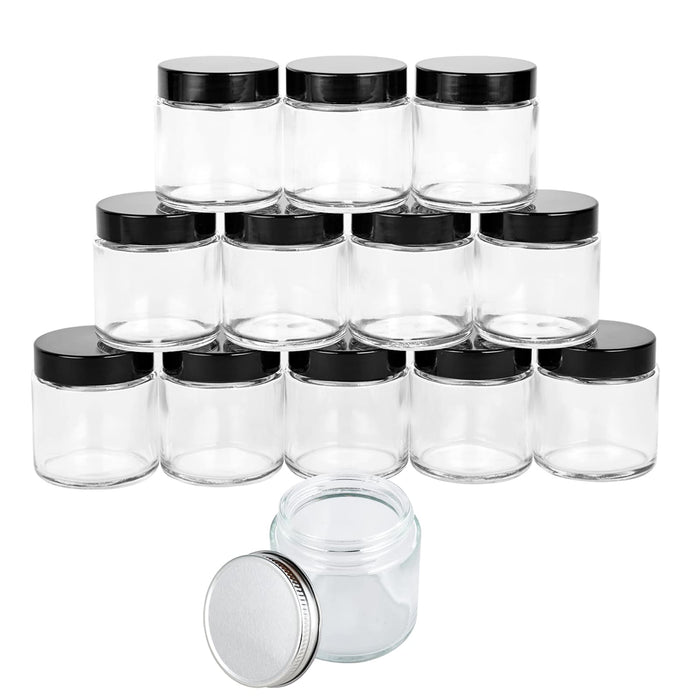24 Pack, 8 OZ Thick Glass Jars with Metal Lids, Clear round Candle