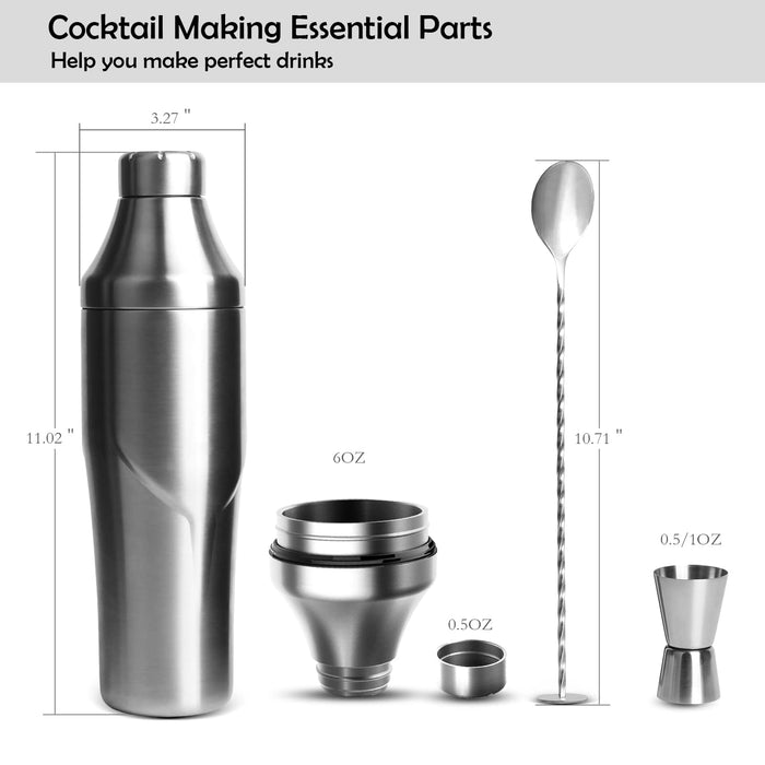 Simple Modern Cocktail Shaker Gift Set with Jigger Lid | Insulated Boston Martini Mixer Stainless Steel | Midnight Black