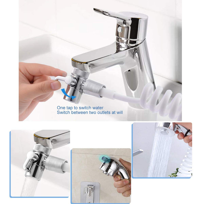 Hand Shower Sink Shower Hose Sprayer for Hair Washing,Faucet Rinser Set with Faucet Adapter, Shower Stand and Hose - for Utility Room, Bathroom, Laundry Tub HG522
