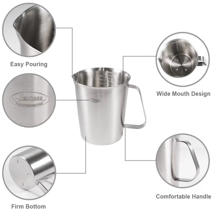 Measuring Cup, Newness Stainless Steel Measuring Cup with Marking with  Handle, 32 Ounces (1.0 Liter, 4 Cup)