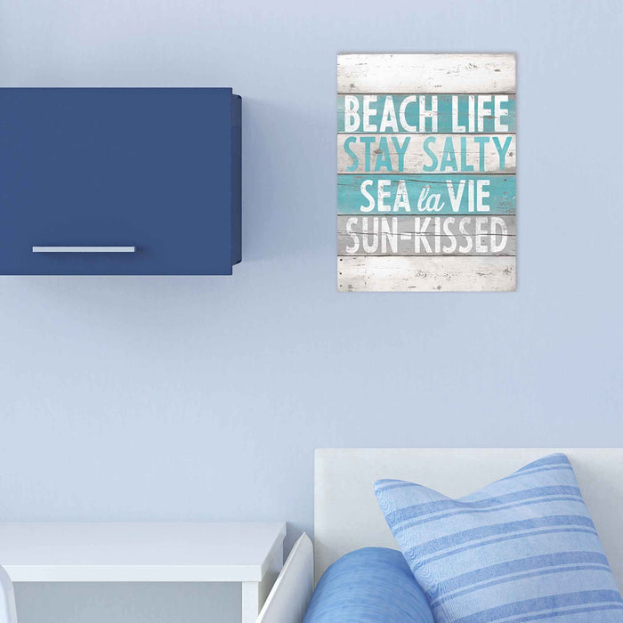 Open Road Brands Beach Life Wood Wall Decor Distressed Planked Wood Beach Sign for Living Room, Bedroom or Beach House
