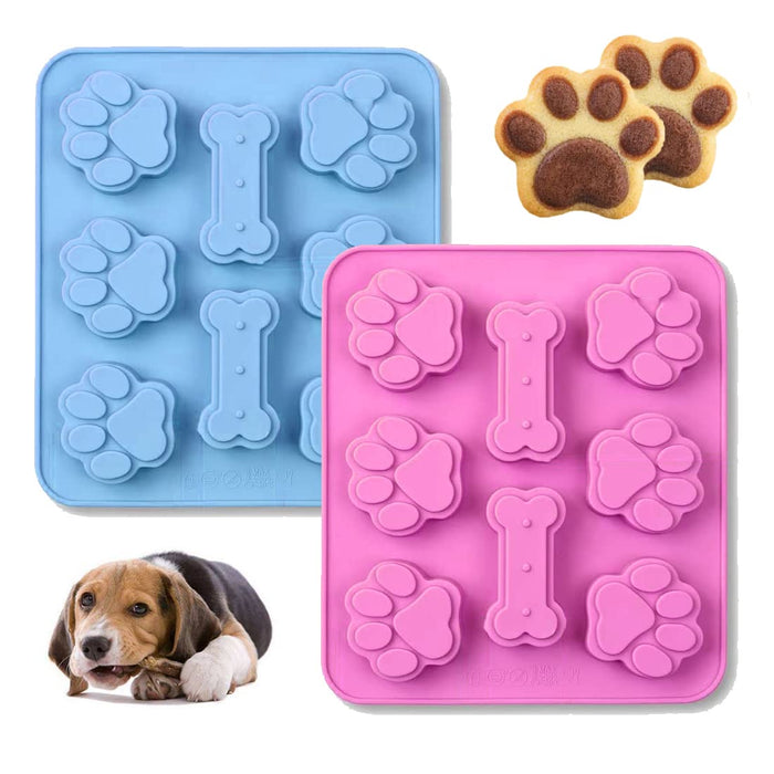 Sunyuneey 4 Pcs Silicone Puppy treat molds, Dog Paw and Bone Mold Ice cube  Mold, Jelly