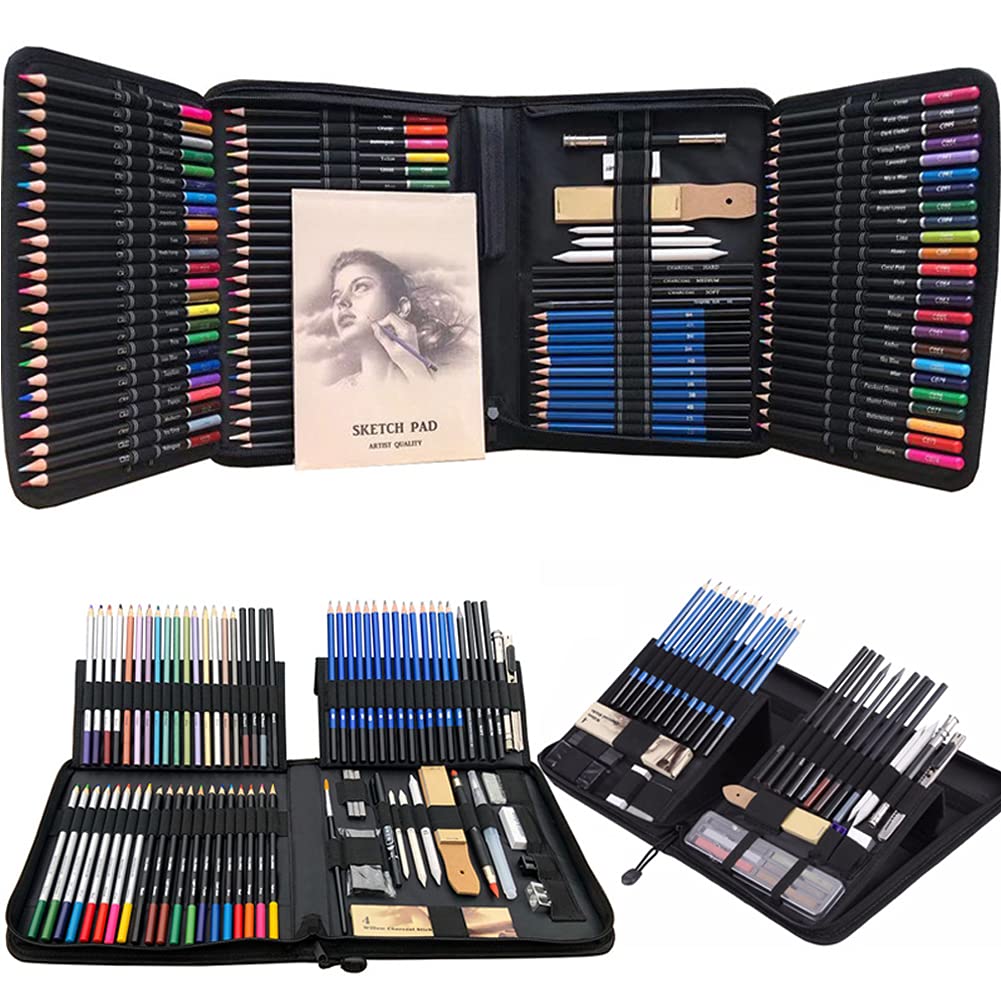  HIFORNY 70 Pcs Drawing Set Sketching Kit - Sketch Pencils Art  Supplies for Adults Artists Kids with 3-Color  Sketchbook,Graphite,Pastel,Charcoal Pencils,Blending Tools : Arts, Crafts &  Sewing