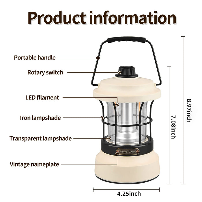 vintage led camping lantern rechargeable metal