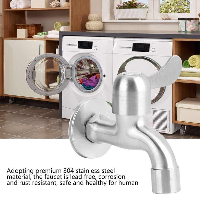 Water Faucet Water Dispenser Faucet Stainless Steel Wall Mount Washing Machine Tap for Garden Bathroom Basin Kitchen Sink