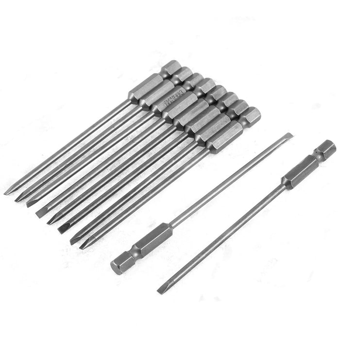 uxcell 100mm Long 3mm Flat Magnetic Tip Slotted Screwdriver Bits 10pcs