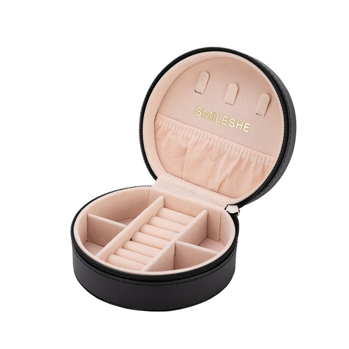 FOME Small Jewelry Box, Portable Jewelry Box Organizer PU Leather