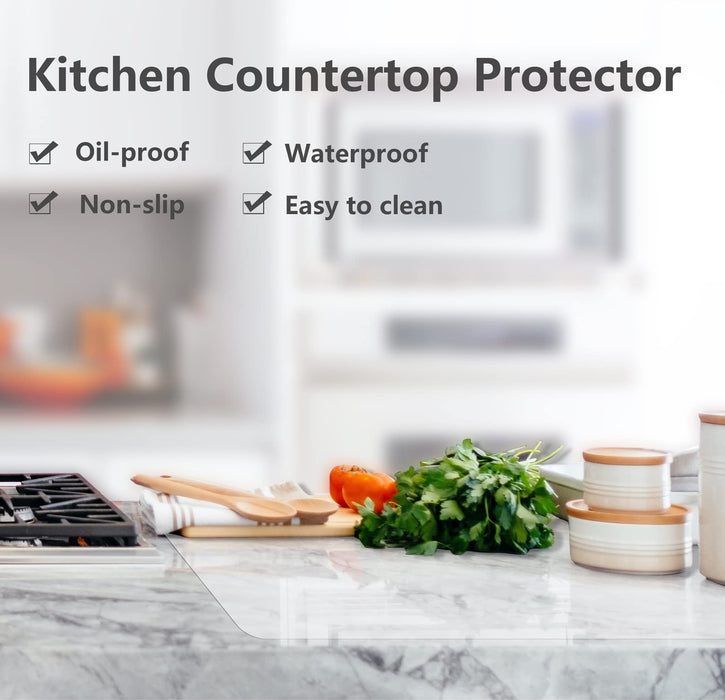 Silicone Counter Mats Set of 2, Kitchen Countertop Protector, Heat Resistant, Non-Slip, Waterproof, Washable (White - 2 Pcs)
