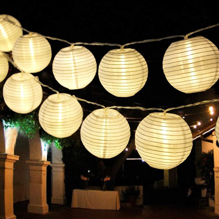 8 Inch Battery Operated Paper Lantern White - Party Brights