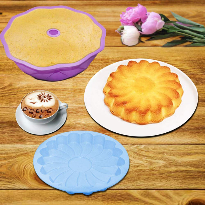 Silicone Baking Molds,3 Pack Non-stick Flower Shape Silicone Cakes Pan  Bread Pie Flan Tart Jello Molds,Reusable Food-Grade Large Flower Baking  Trays