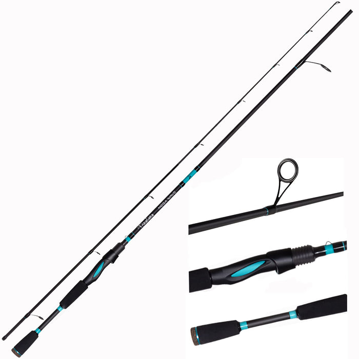 Akataka Bass Fishing Rod, 2 pcs Collaspible baitcasting or Spinning Fishing Rod with X-Enhanced Rod Technology, Corrosion Resistant Guides, High Density EVA Grips