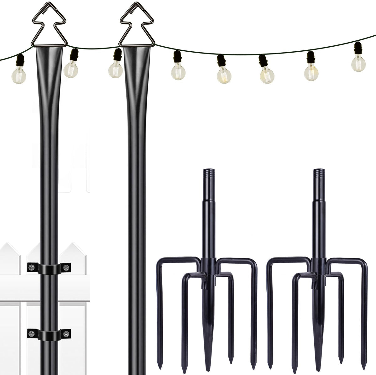 9.8 ft. String Light Pole in Black, 1-Pack