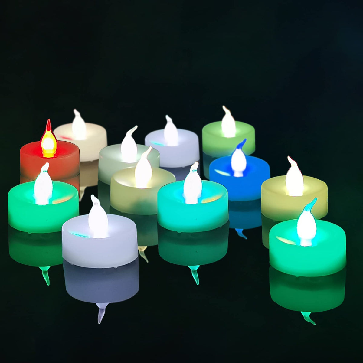 Color Changing Tea Lights Bulk Battery Operated Flameless Colored Tealights Long Lasting LED Flickering Fake Candles for Christmas Halloween Home