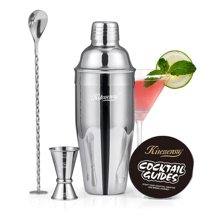 24oz Cocktail Shaker Bar Set - Professional Margarita Mixer Drink Shaker  And Measuring Jigger & Mixing Spoon Set - Professional Stainless Steel Bar  To