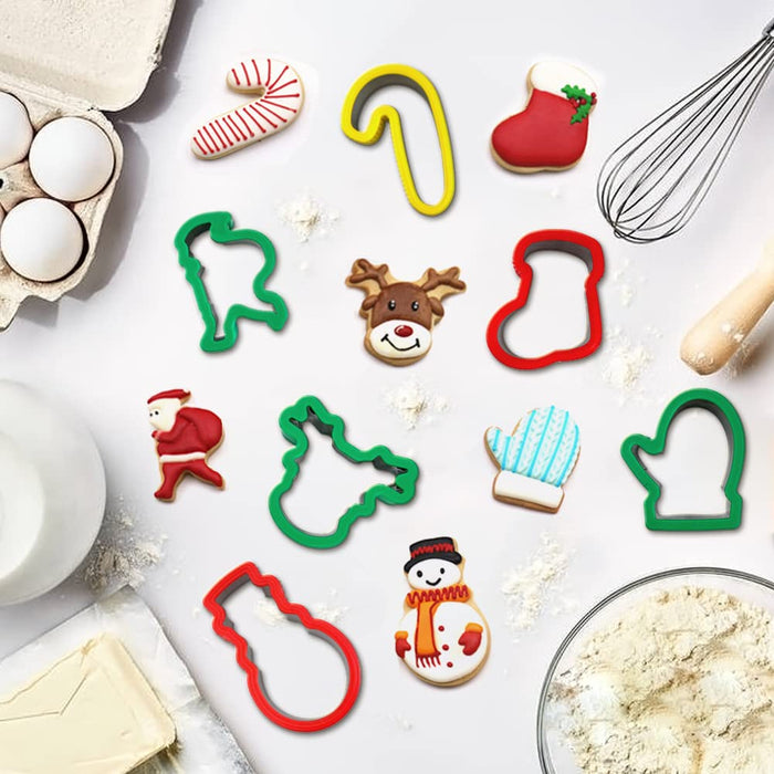 Christmas Cookie Cutters Set, NDLT Baking Christmas Unique Design Christmas Ornament with Protective Top PVC