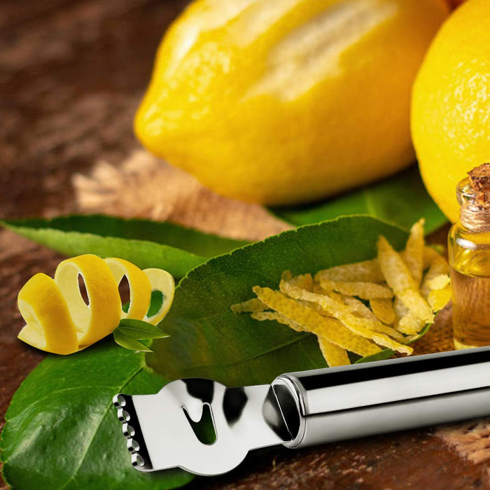 KITCHENDAO Citrus Lemon Peeler Zester Tool with Specially Designed Channel Knife to Save Effort, Ultra Sharp Lemon Rind Twist Peeler Tool Bar