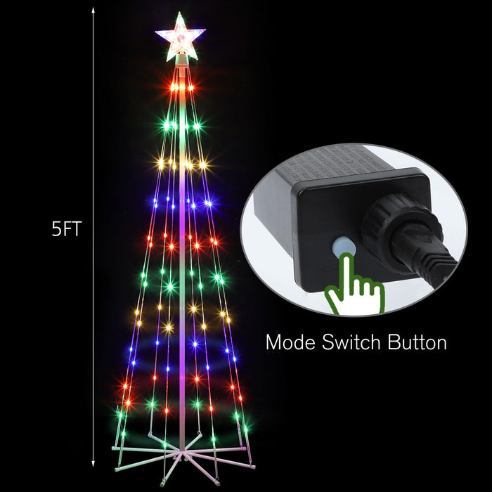 Brightown LED Christmas Cone Tree Light with Star Topper, 6ft 265 LED  Outdoor Lightshow Christmas Tree with 8 Modes Remote, Dimmable Artificial