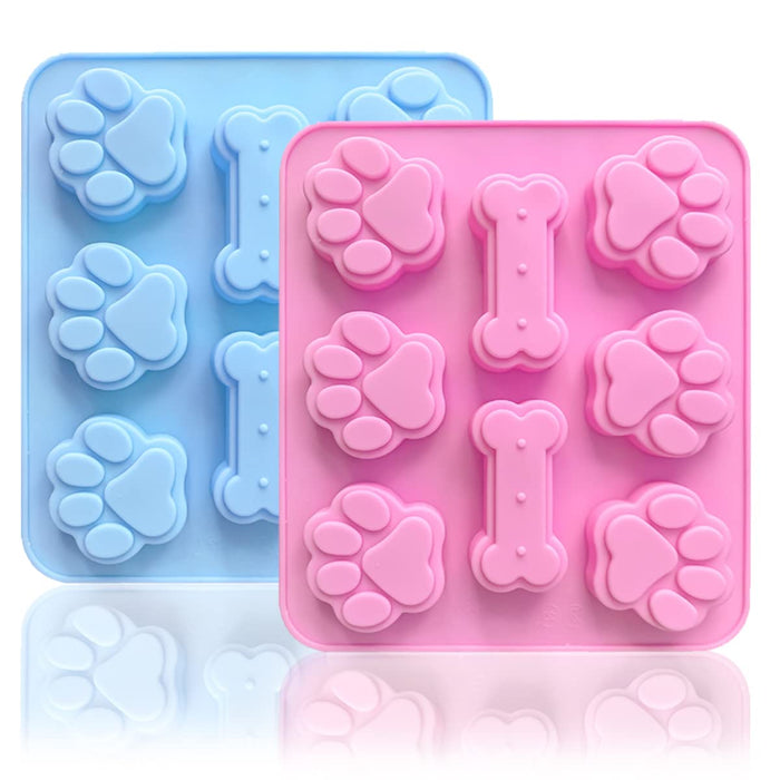 2 Pack Silicone Molds Puppy Dog Paw and Dog Bone Silicone Dog