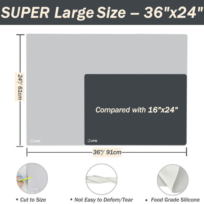 Extra Large Silicone Mat For Counter 35 X 24 X 0.06 Countertop