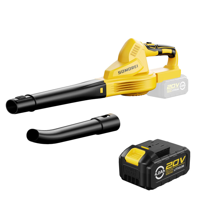 SOMOREI Cordless Leaf Blower Battery Operated: 20V Electric Mini Handheld - Lightweight Small Powerful Blower for Patio | Jobsite, Yellow