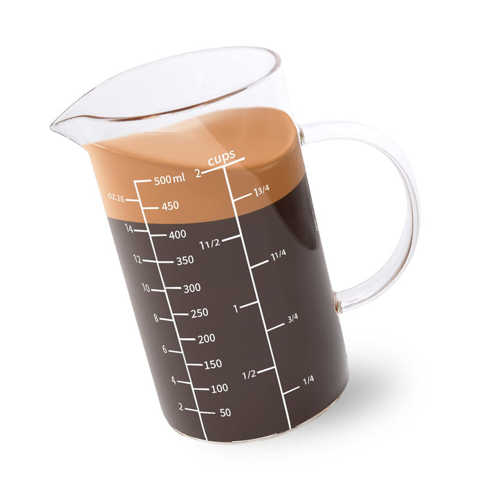 Newness Glass Measuring Cup with Handle, 500 ML (0.5 Liter, 2 Cup) Mea —  CHIMIYA