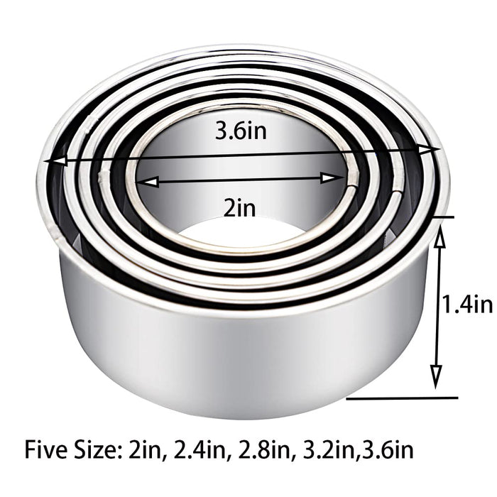 5PCS Round Stainless Steel Biscuit Mold Dumpling Skin Cutting Mold DIY  Biscuit Pastry Cake Baking Tools