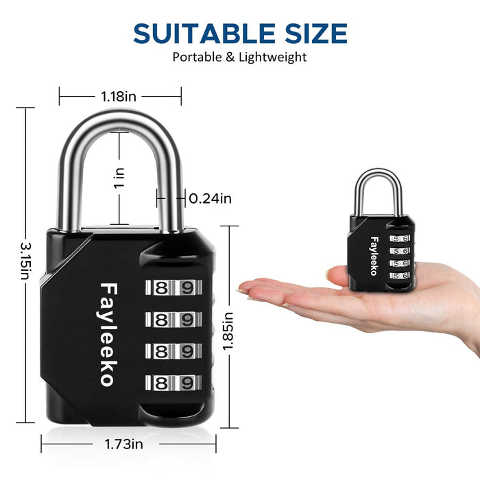 Small Combination Lock with 4 Digit Outdoor Waterproof Locker Number Lock  Combination Gate Locks, Padlock for Gym Sports Locker, Suitcase, Hasp  Cabinet, Fence, Toolbox Lock (1pack, Black) 