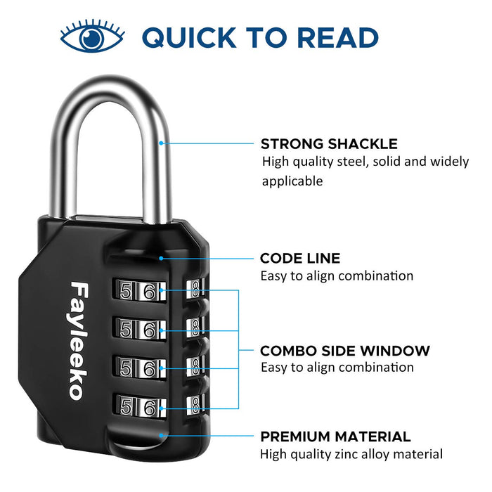 Small Combination Lock with 4 Digit Outdoor Waterproof Locker Number Lock  Combination Gate Locks, Padlock for Gym Sports Locker, Suitcase, Hasp  Cabinet, Fence, Toolbox Lock (1pack, Black) 