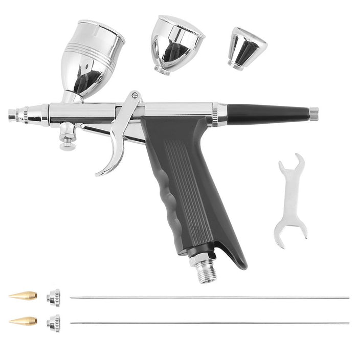 Dual Action Gravity Feed Airbrush Gun Kit 0.2/0.3/0.5mm Spray Paint Art  Tool Set