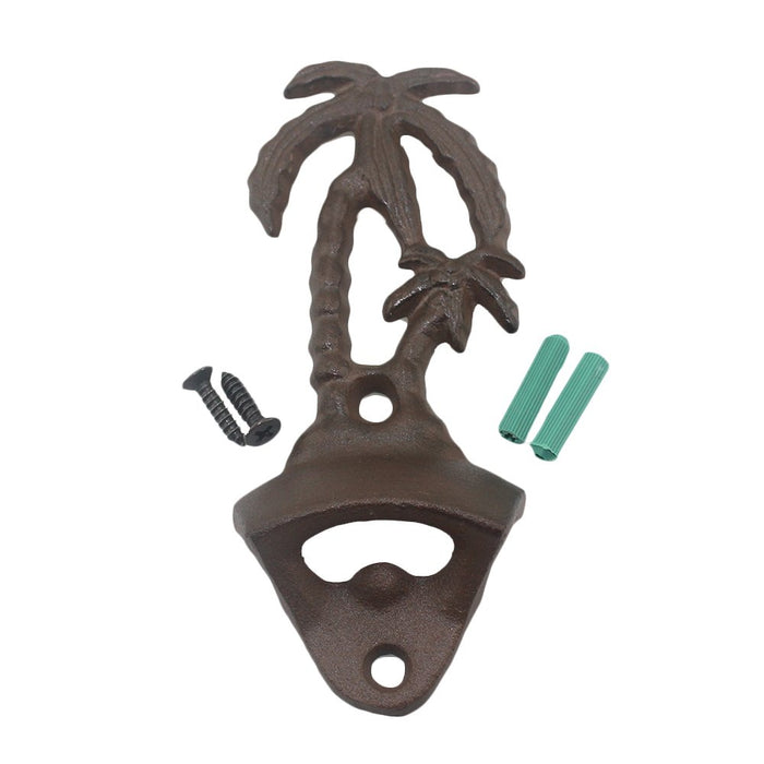 Luwanburg Palm Tree Cast Iron Bottle Opener Wall Mounted for Beach Theme DecorParty s (Rustic Vintage)