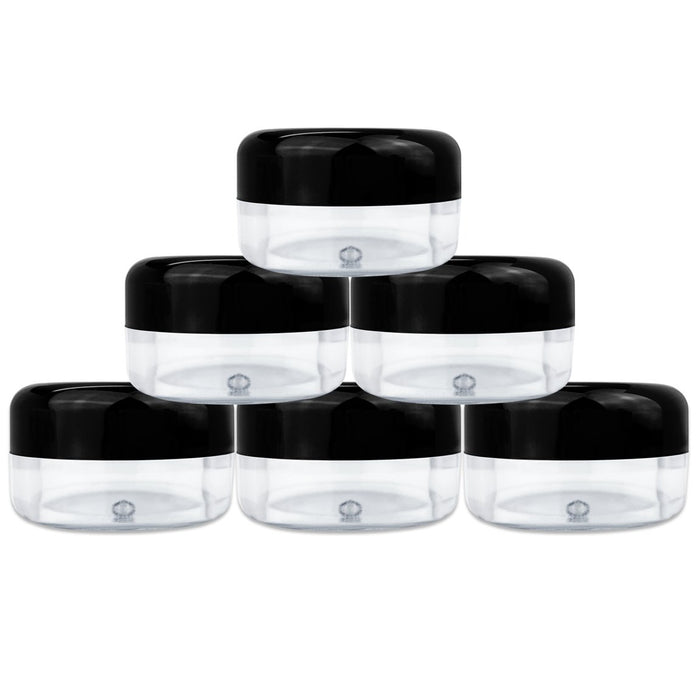 (Quantity: 60 Pieces) Beauticom 15G/15ML (0.5oz) Round Clear Jars with Black Lids for Powdered Eyeshadow, Mineralized Makeup, Cosmetic Samples - BPA Free
