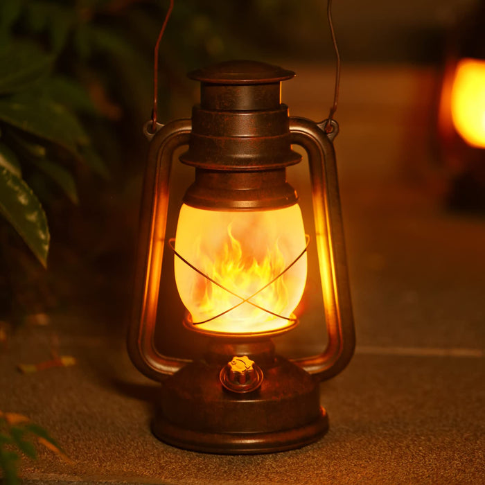 Battery LED Flickering Flame Lanterns Retro Outdoor Garden Hanging Night  Lights