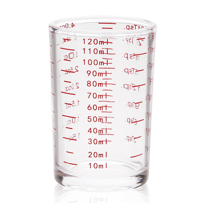 Shot Glasses Measuring cup Espresso Shot Glass Liquid Heavy Glass Wine  Glass 2 Pack 26-Incremental Measurement 1oz, 6 Tsp, 2 Tbs, 30ml (Black and  Red)