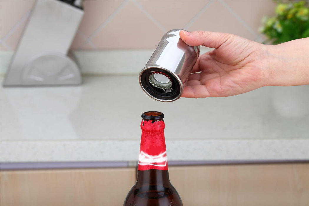 Pop-the-Top Beer Bottle Opener (Black): Automatic Bottle Opener, No Damage  to Cap | Fun Bartender Tool | Push Down Decapitator by TaZa