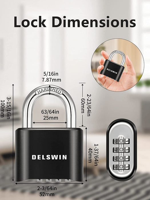 DELSWIN 4-Digit Combination Lock Outdoor Padlock - Heavy Duty Locker L —  CHIMIYA
