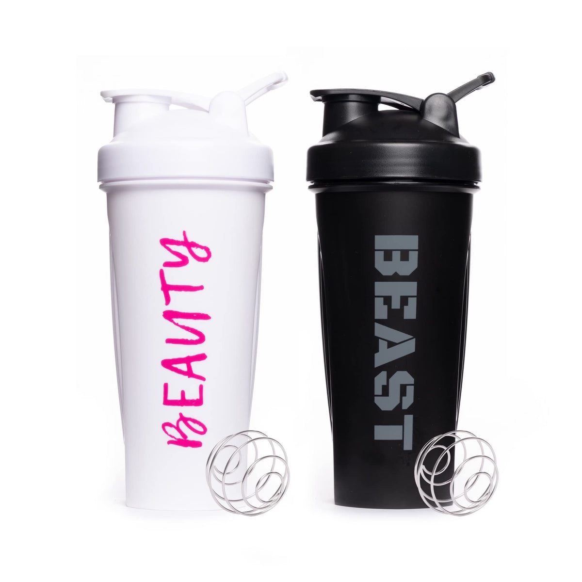 16 oz Plastic Fitness Shaker Bottle w/Mixer and Carry Handle