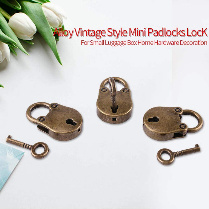 3 Sets Vintage Key Padlocks Padlocks Mini Padlocks Notebook Lock Luggage Locks