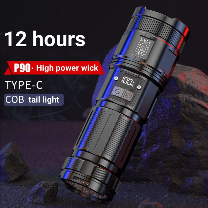 Rechargeable High Lumens, Super Bright Flashlights with COB Work Light,  High Powered, Powerful Handheld Led Tactical Flashlights for Emergencies