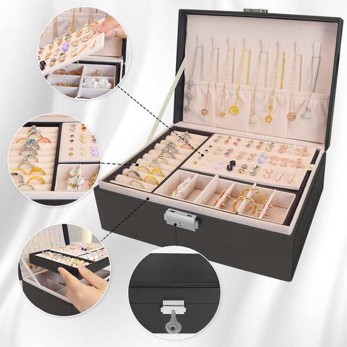 KCY Jewelry Box for Women Girls,Small Travel Organizer Case,PU