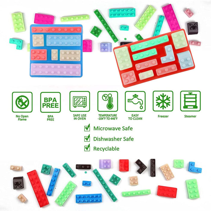 Building Brick Ice Tray or Candy Mold for Lego Lovers! 2 Pack Silicone Ice  Cube Molds - Red and Green