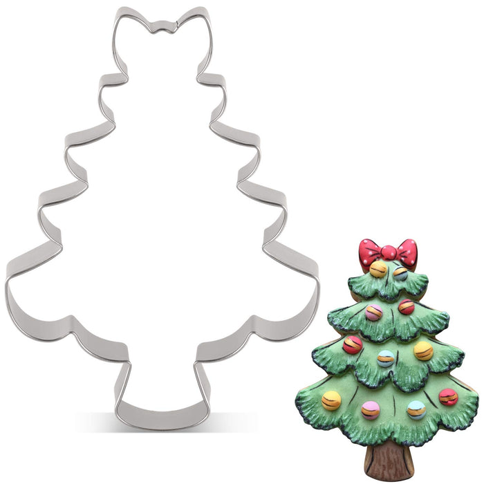 LILIAO Christmas Tree with Bow Cookie Cutter - 3.4 x 4.5 inches - Stainless Steel