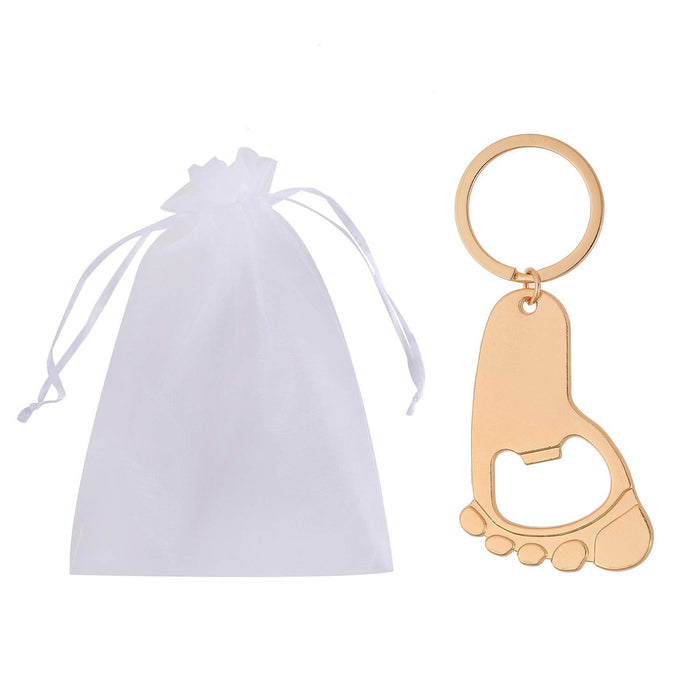 24 Pack Baby Footprint Key Chain Bottle Opener Baby Shower Favors for Guests Decoration, Bottle Opener Party Favor,Girl Baby Show
