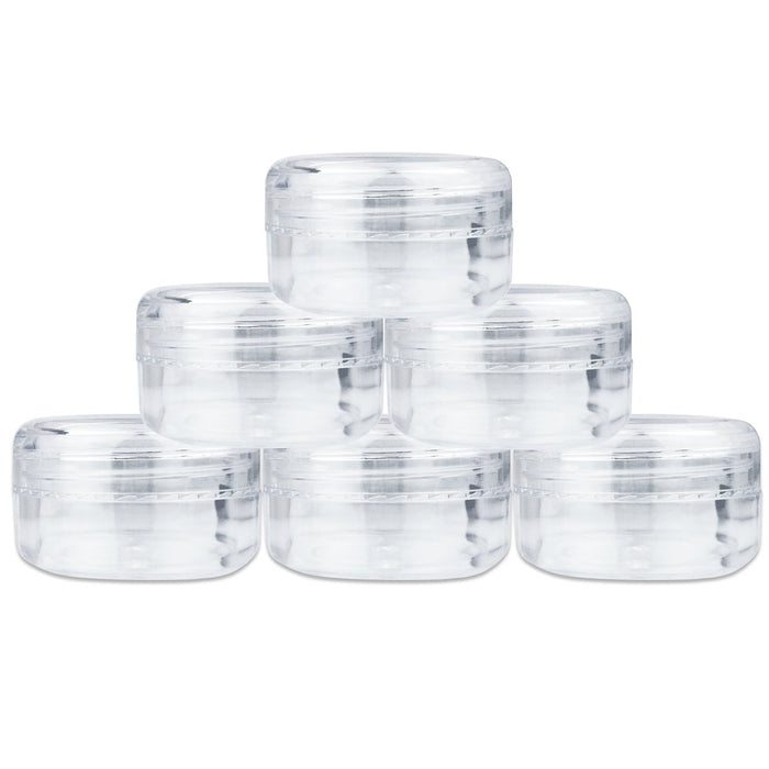 (Quantity: 12 Pieces) Beauticom 15G/15ML (0.5oz) Round Clear Jars with Screw Cap Lid for Powdered Eyeshadow, Mineralized Makeup, Cosmetic Samples - BPA Free